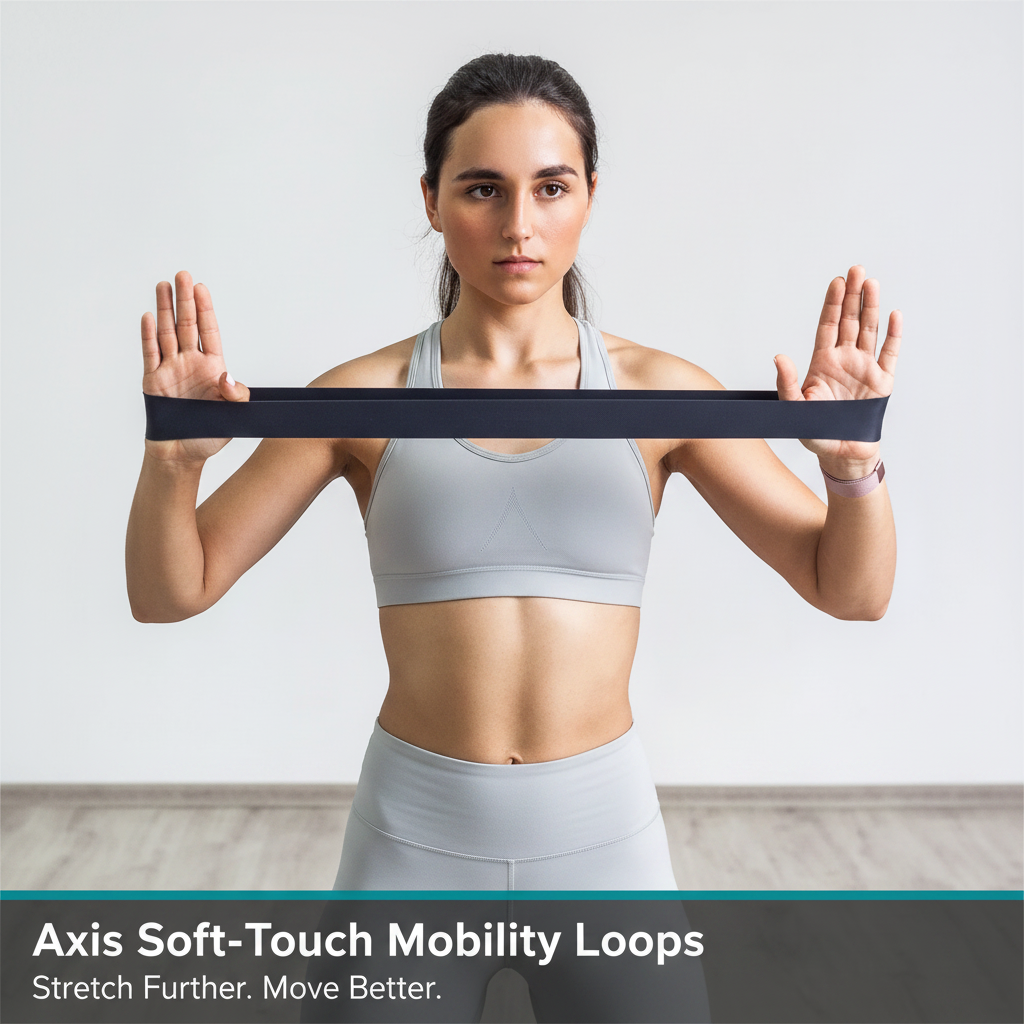 Female patient stretching Axis Soft-Touch Mobility Loops in physiotherapy clinic - Stretch Further. Move Better.